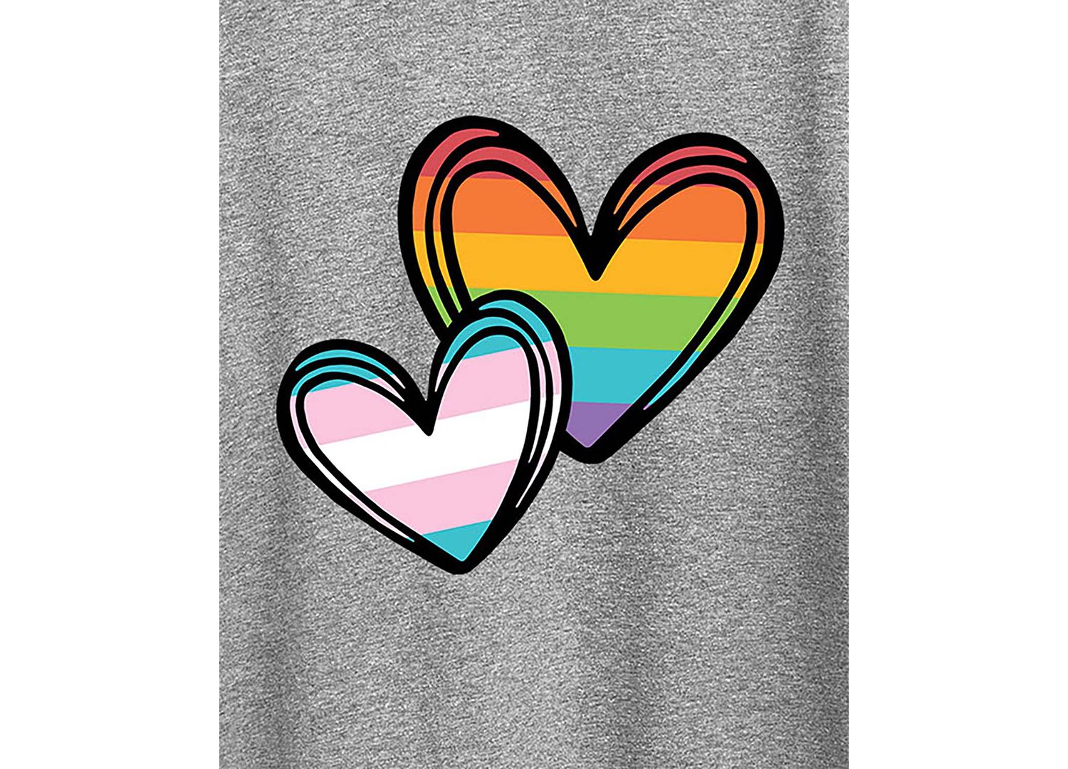 Trendy Plus Size Pride Rainbow & Transgender Hearts Graphic T-shirt