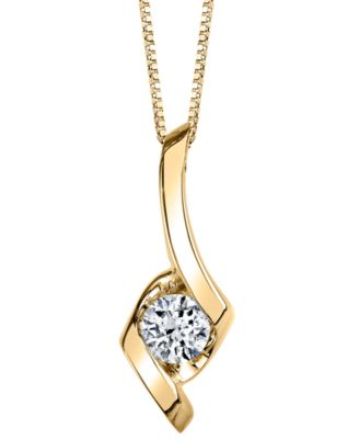 Sirena Diamond Solitaire Swirl 18 Pendant Necklace 38 ct tw in 14k Gold - Yellow Gold 4499$