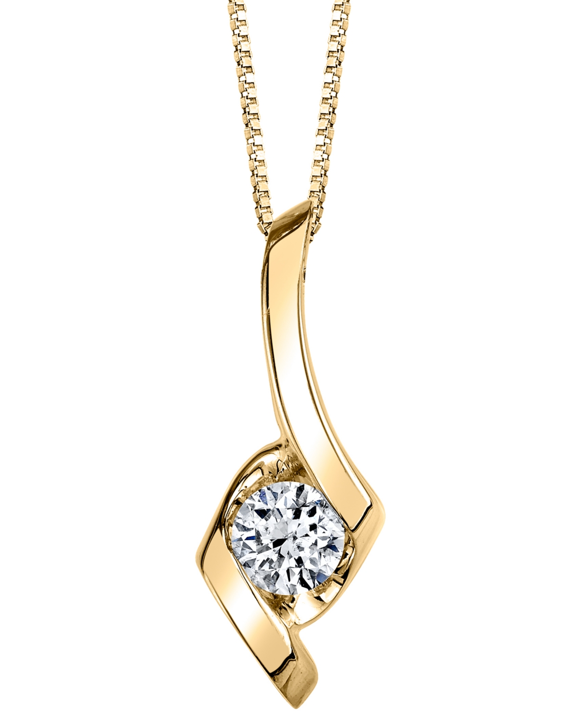 Diamond Solitaire Swirl 18" Pendant Necklace (3/8 ct. t.w.) in 14k Gold - Yellow Gold