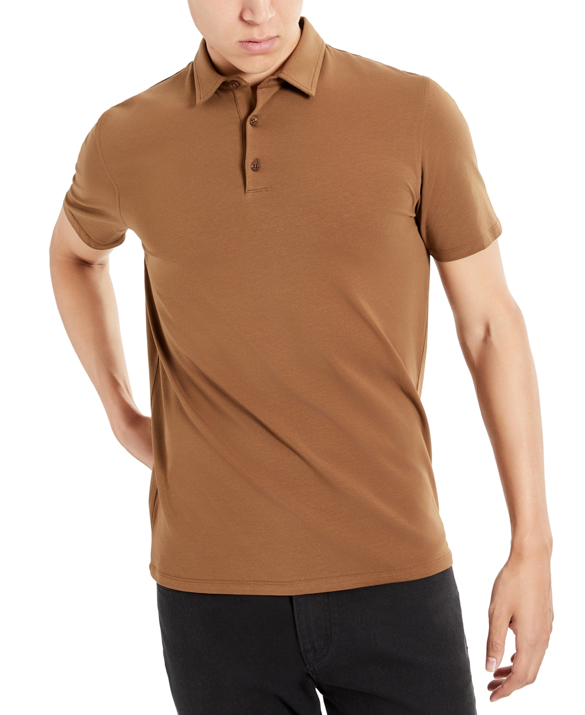 Kenneth Cole Men's Performance Button Polo In Dark Brown