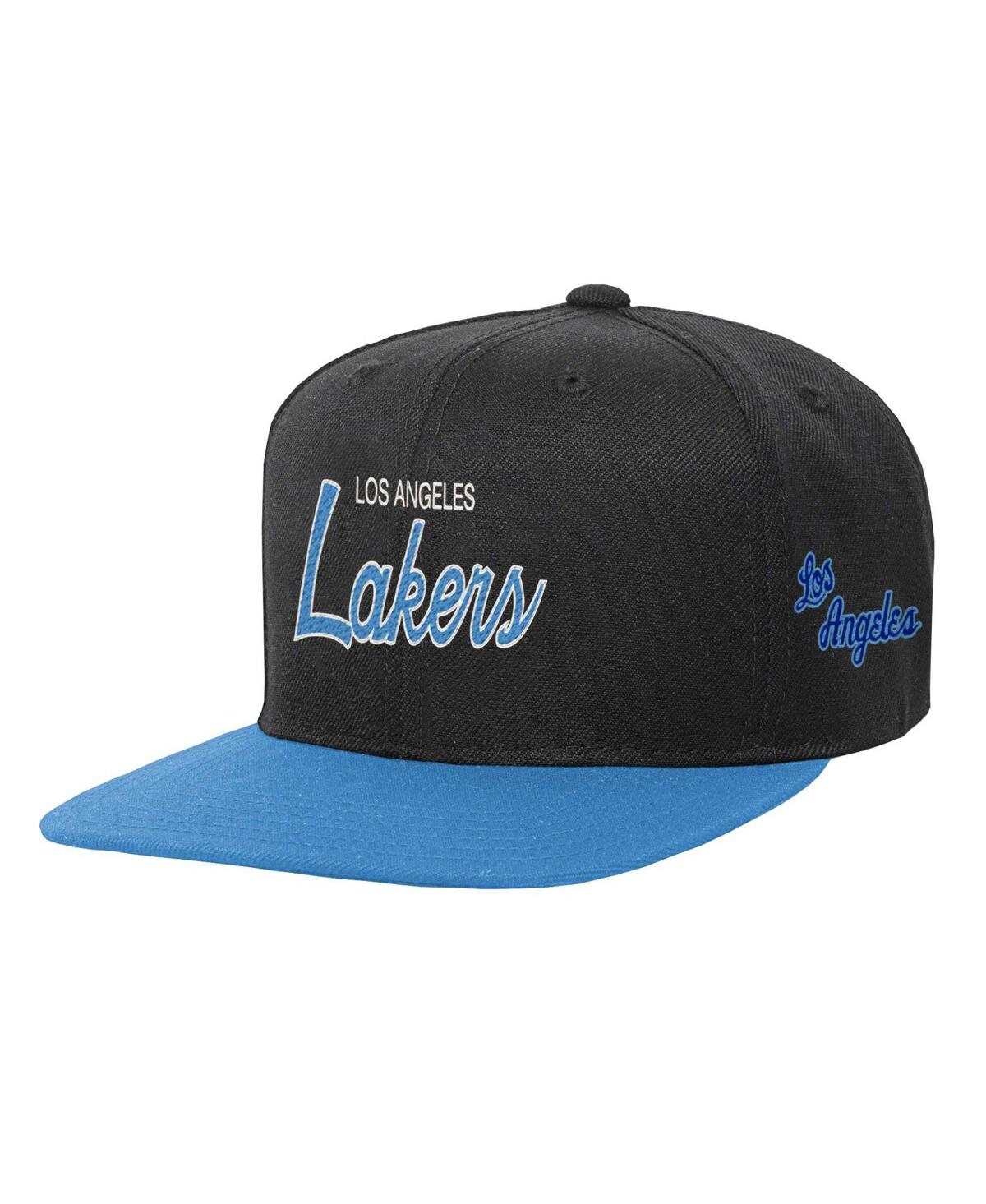 MITCHELL & NESS BIG BOYS AND GIRLS MITCHELL & NESS BLACK LOS ANGELES LAKERS TEAM SCRIPT SNAPBACK HAT 