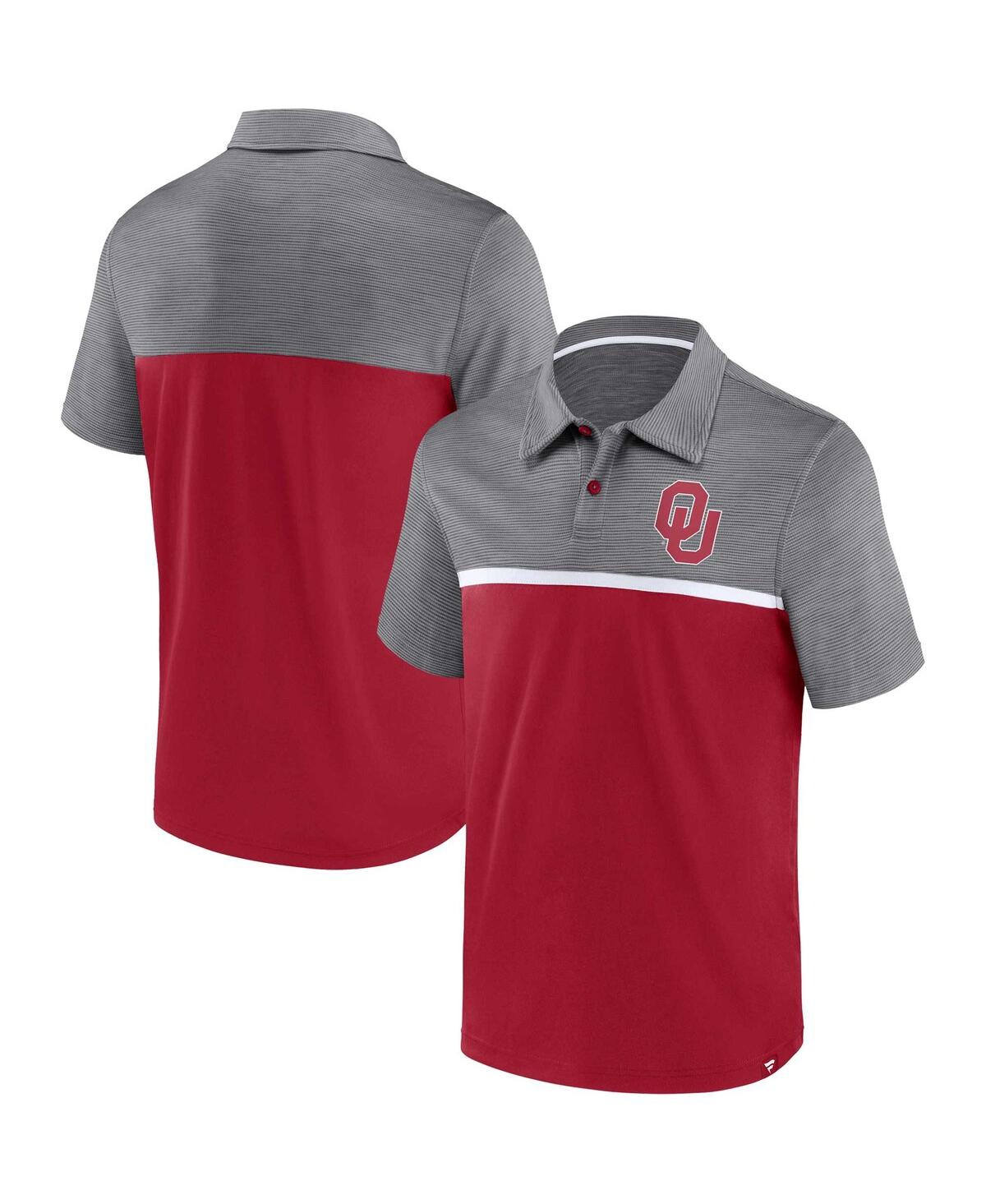 Fanatics Men's  Crimson, Gray Oklahoma Sooners Polo Shirt In Crimson,gray