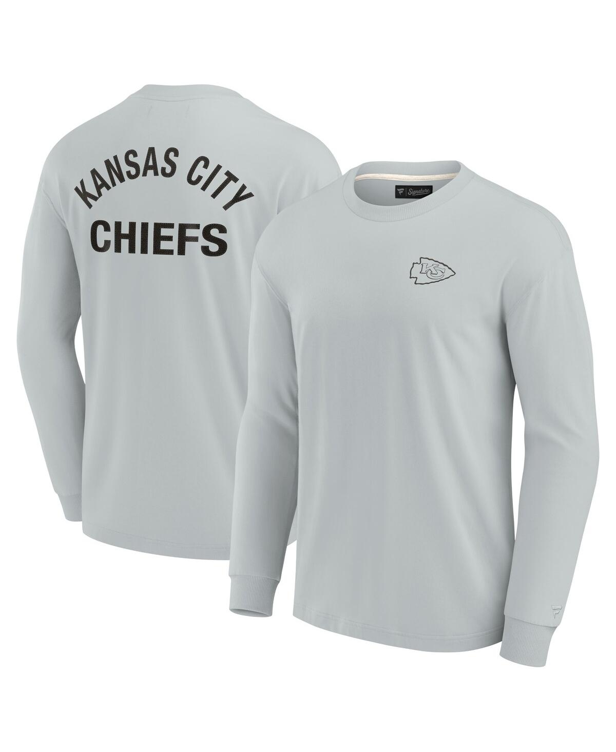 Men's and Women's Fanatics Signature Gray Kansas City Chiefs Super Soft Long Sleeve T-shirt - Gray