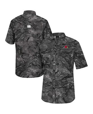 Men's Charcoal Louisville Cardinals Realtree Aspect Charter Full-Button Fishing Shirt