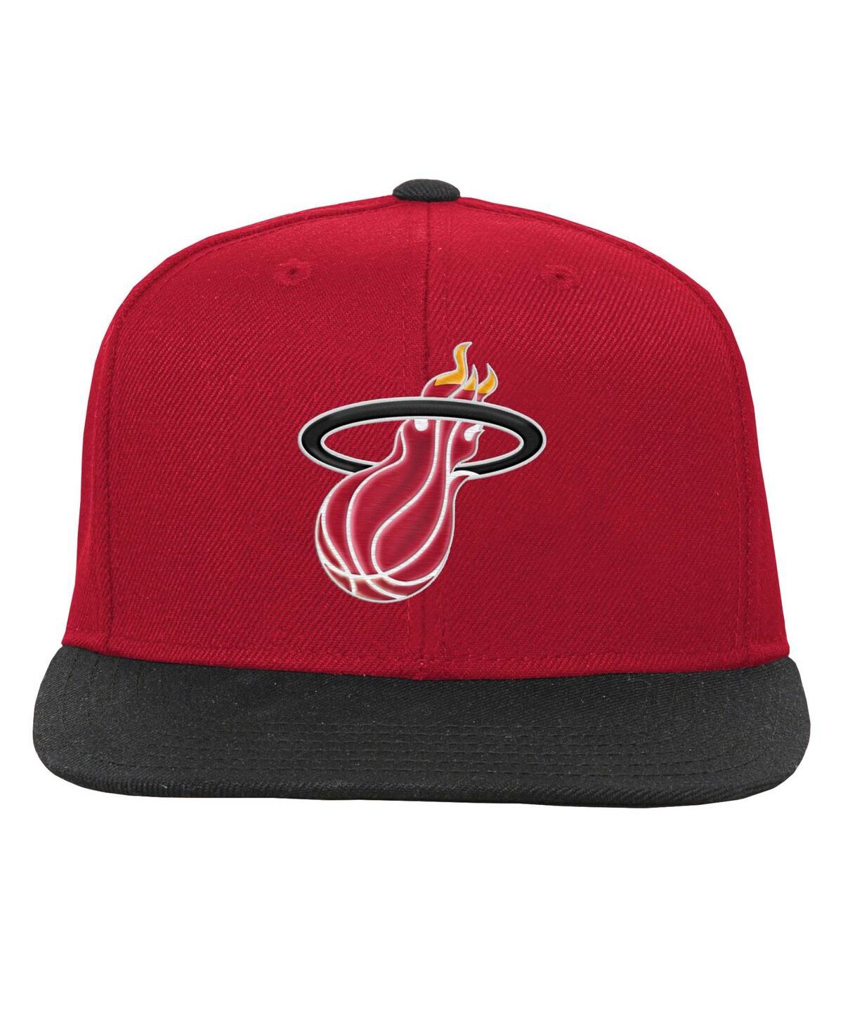 Mitchell & Ness Big Boys And Girls  Red, Black Miami Heat Two-tone Snapback Hat In Red,black