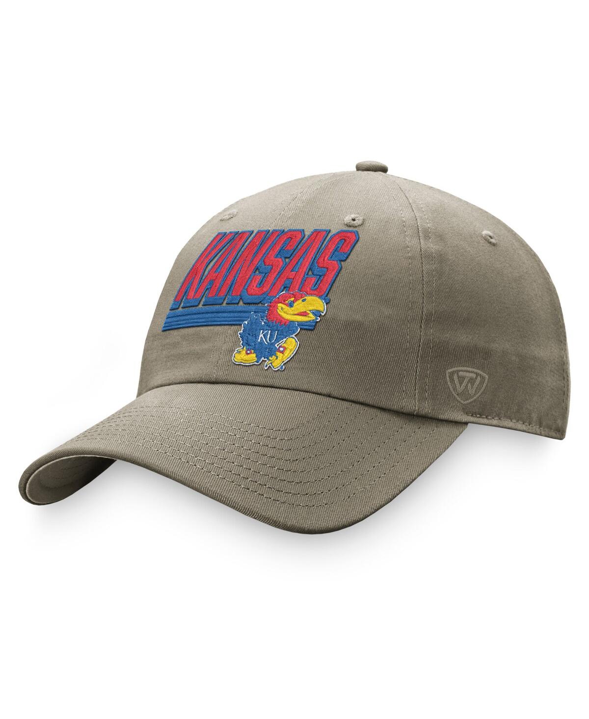 Men's Top of the World Khaki Kansas Jayhawks Slice Adjustable Hat - Khaki