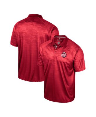 Men's Scarlet Ohio State Buckeyes Honeycomb Raglan Polo Shirt