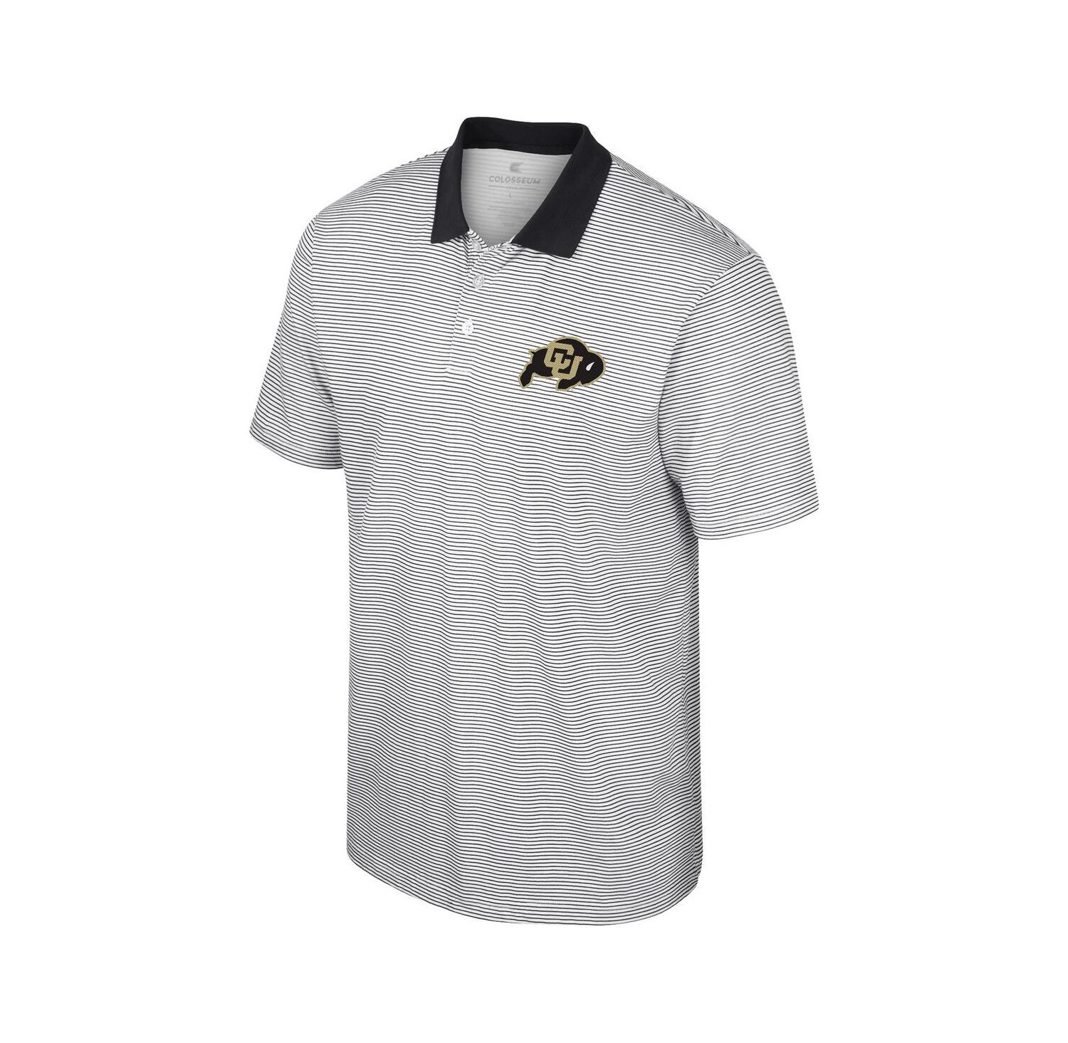 Men's White, Black UCF Knights Print Stripe Polo Shirt