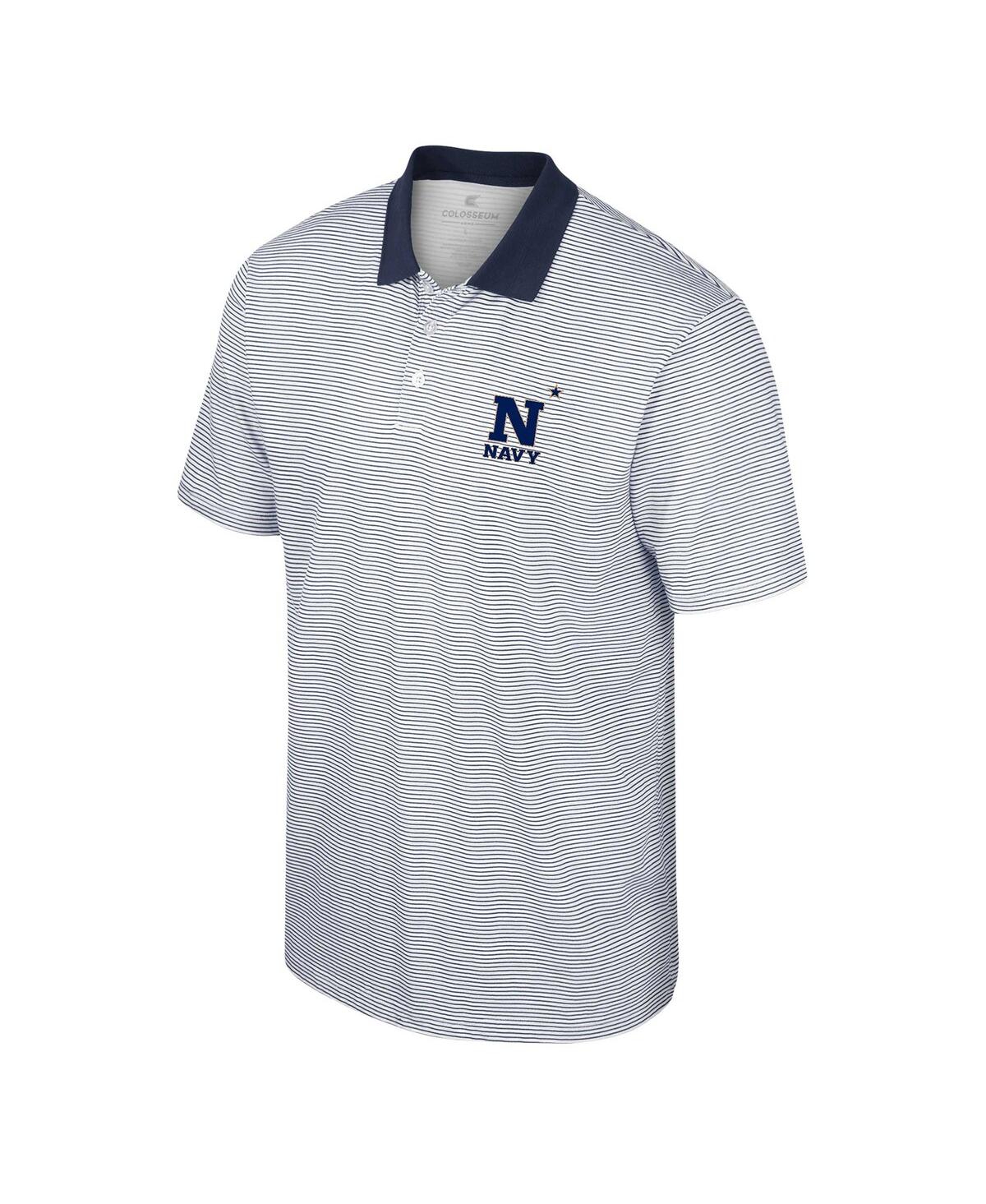Shop Colosseum Men's  White, Navy Auburn Tigers Print Stripe Polo Shirt In White,navy
