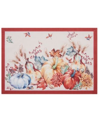 Botanical Harvest Pumpkin Engineered Placemats, Set of 4, 13" x 19"