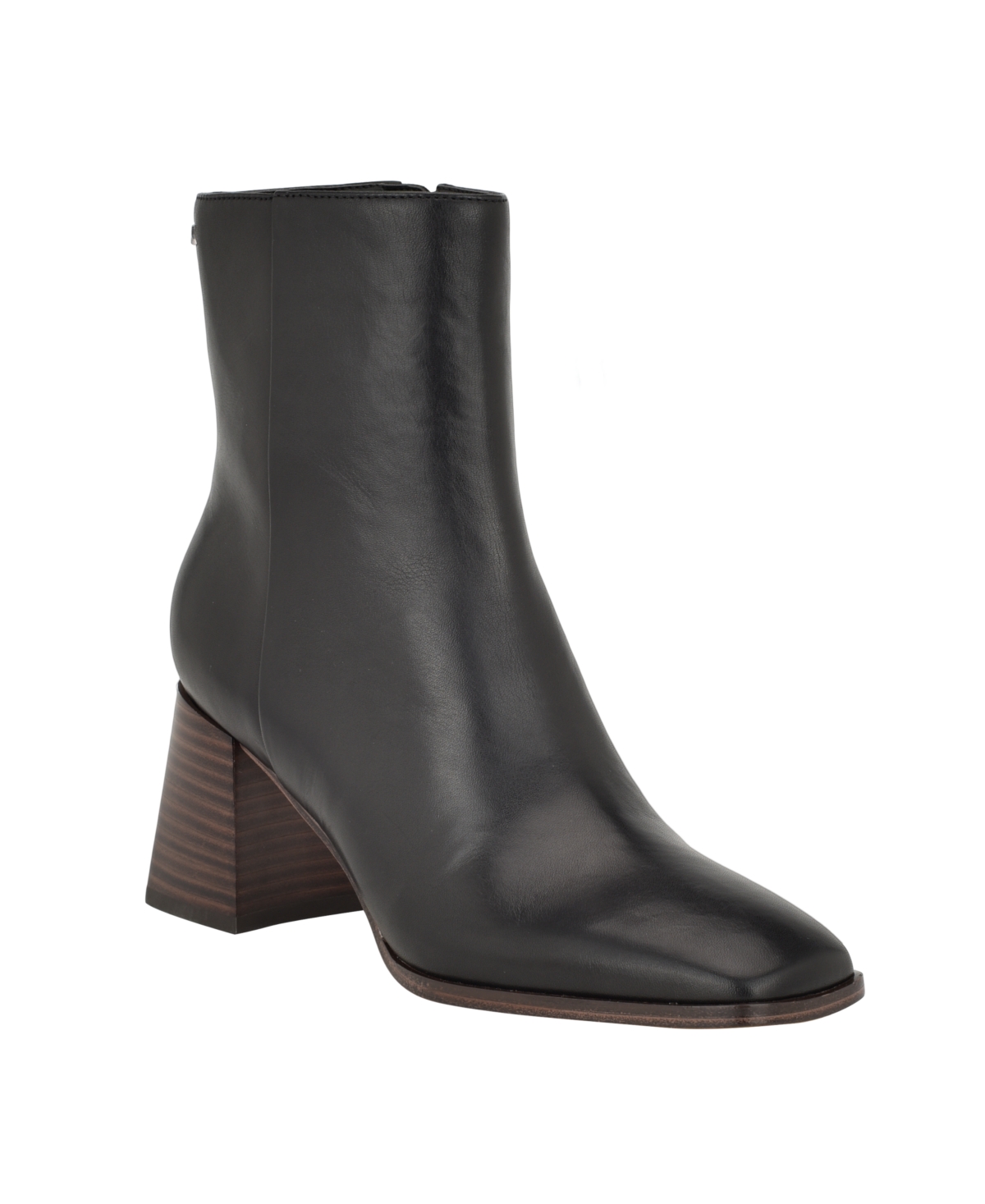 Calvin Klein Women's Broma Square Toe Tapered Heel Dress Booties In Black Leather