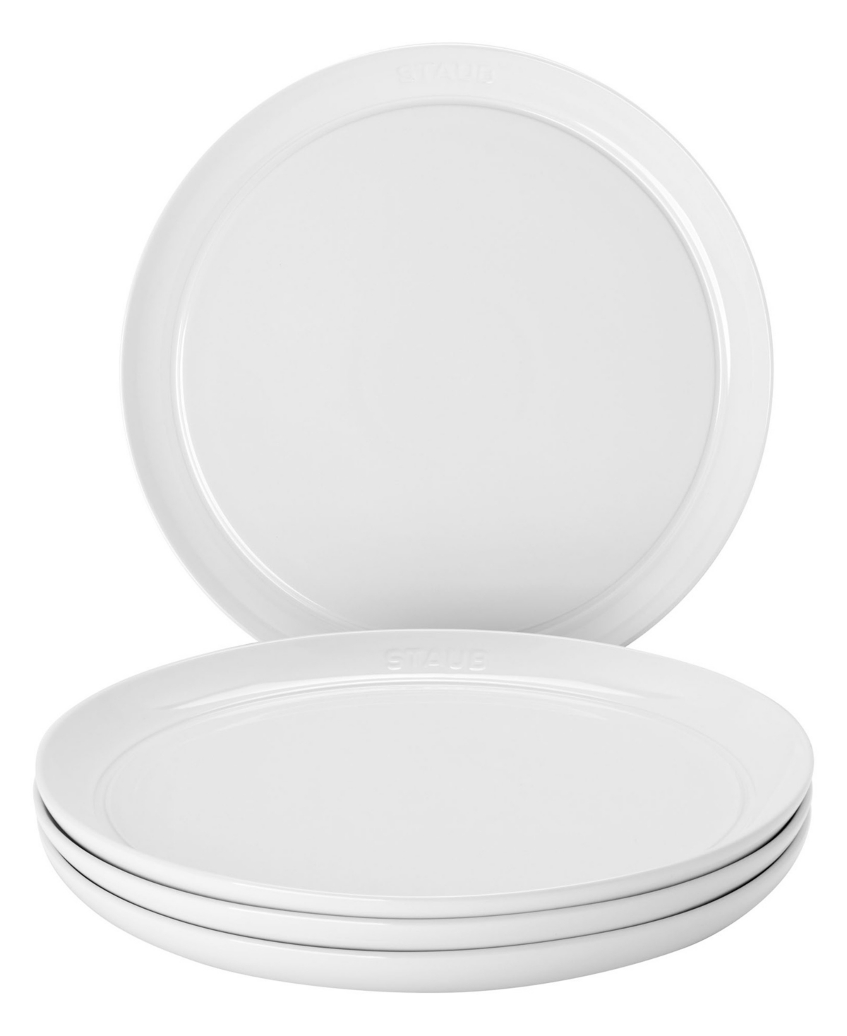 4 Piece 10.2" Dinner Plate Set, Service for 4 - White