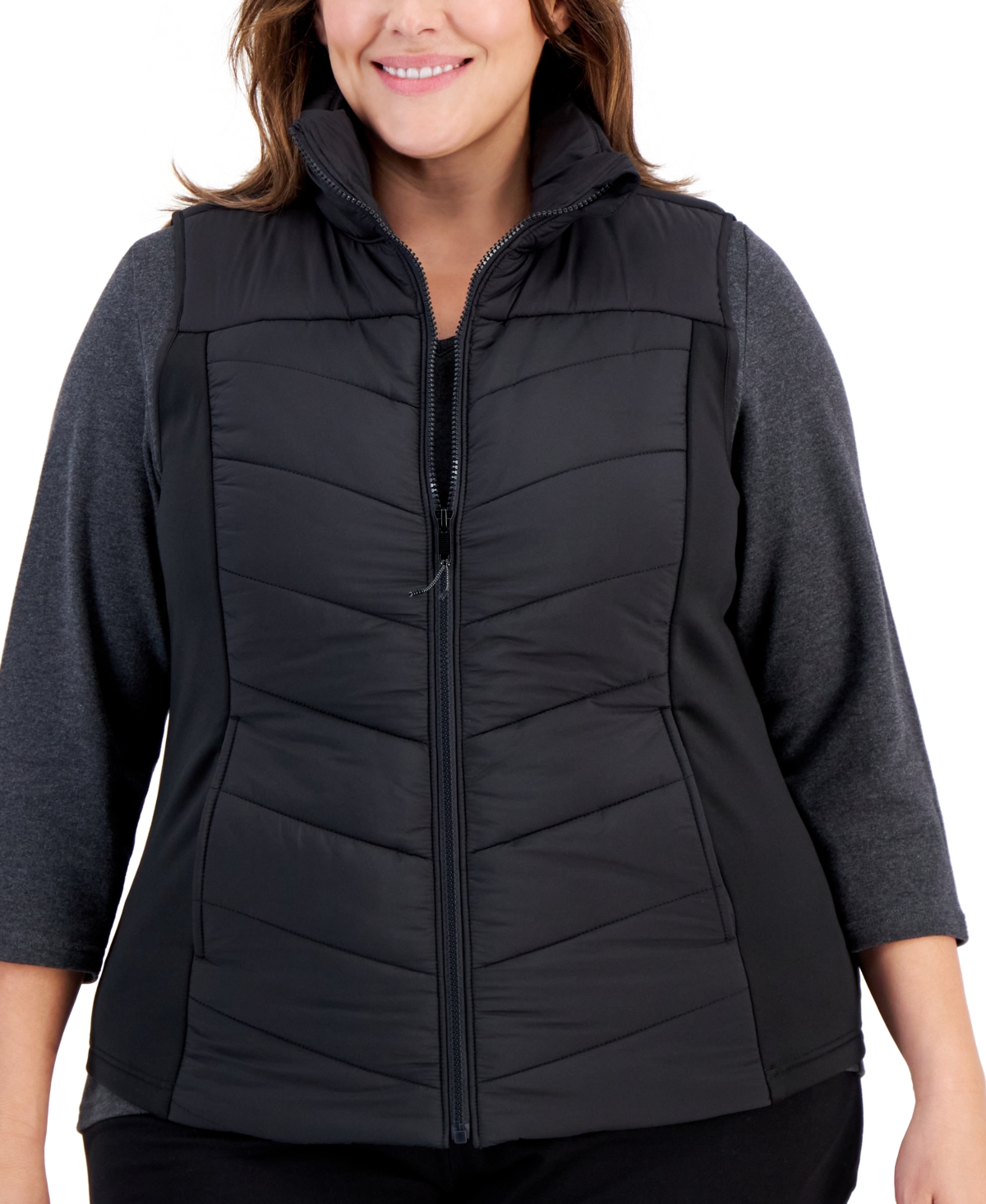 Id Ideology Plus Size Zip-Front Puffer Vest, Created for Macy's