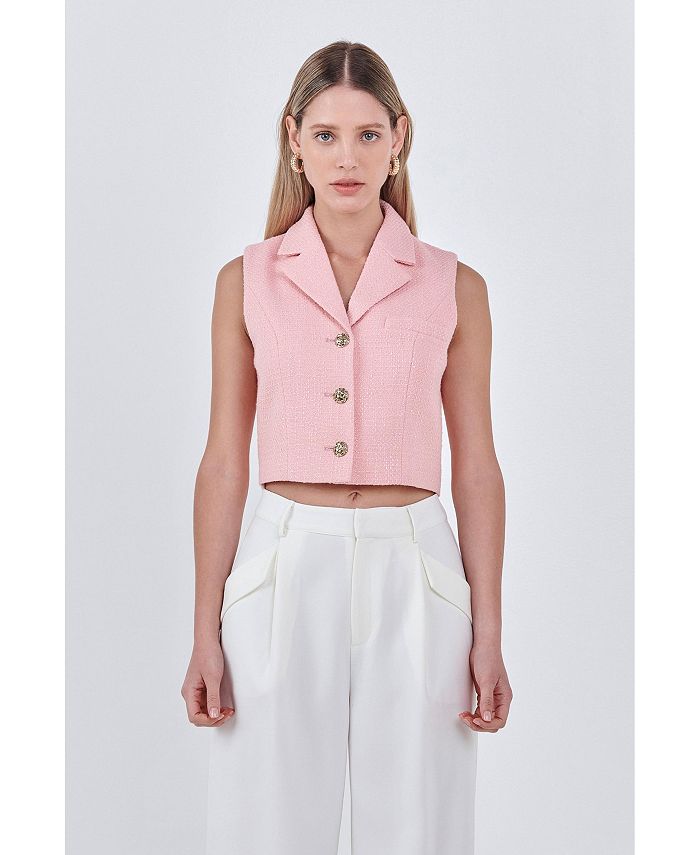 endless rose Women's Tweed Collared Vest - Macy's