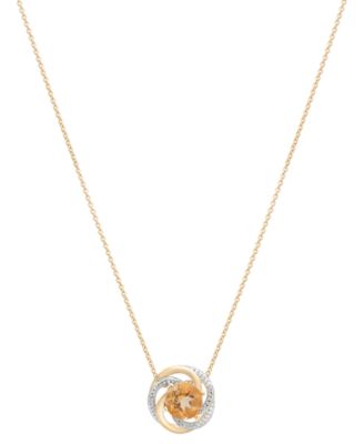 2-Pc. Set Pink Amethyst (1-1/2 ct. t.w.) & Diamond Accent Spiral Pendant Necklace & Matching Ring in 14k Rose Gold-Plated Sterling Silver (Also in Blue Topaz & Citrine)