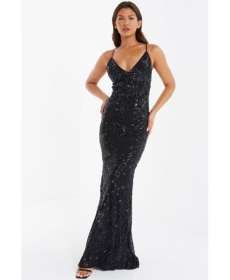 Black sequin fishtail dress best sale