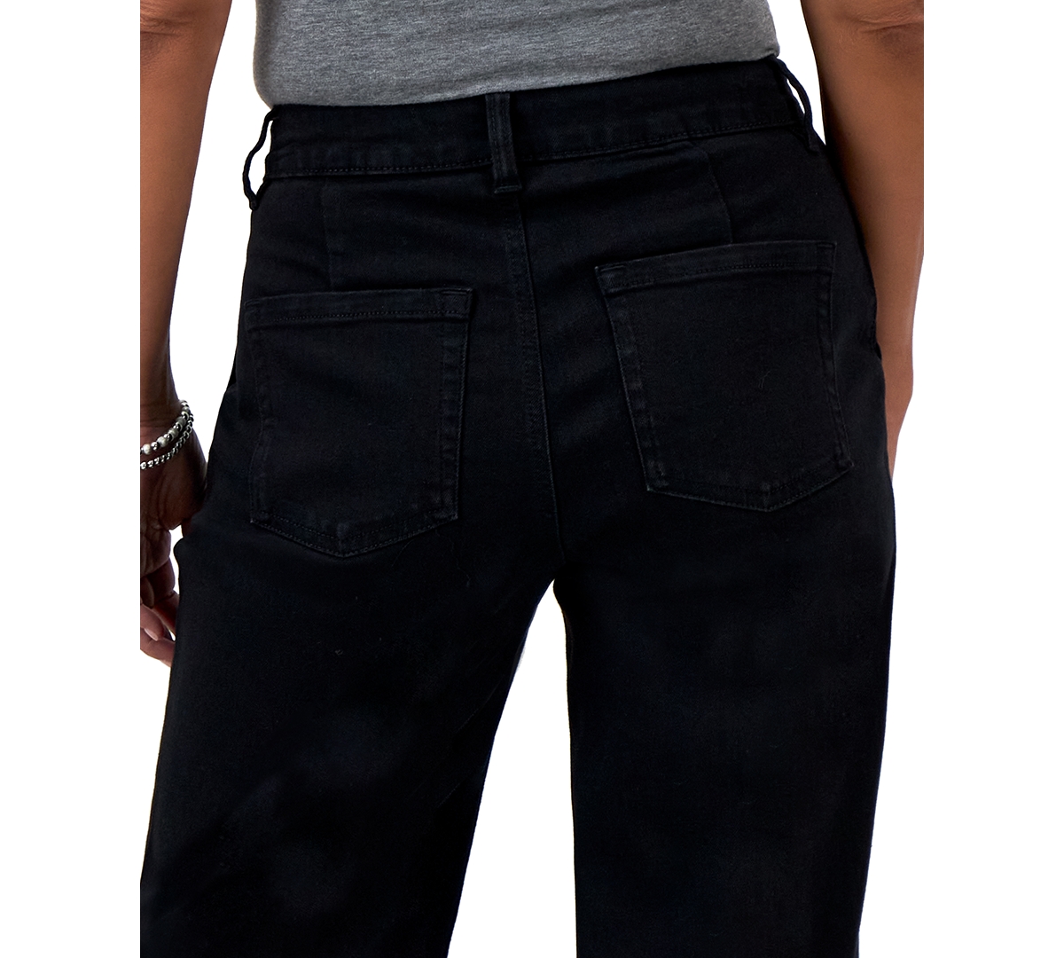 Style & Co Petite High-rise Wide-leg Jeans, Created For Macy's In Black