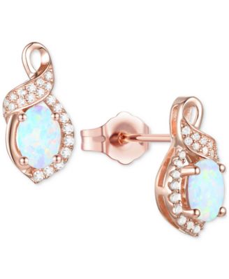 Amethyst (3/4 ct. t.w.) & Lab-Grown White Sapphire (1/6 ct. t.w.) Oval Swirl Stud Earrings in Sterling Silver (Also in Additional Gemstones)