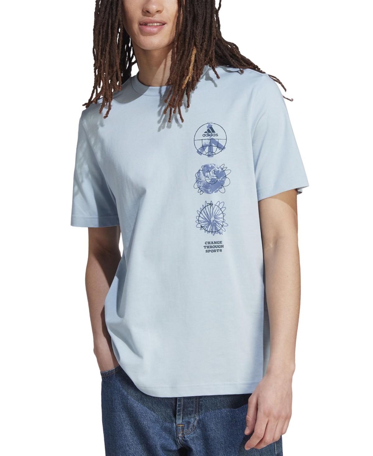 Adidas Originals Men's Change Sports Short Sleeve Crewneck Multi-graphic T-shirt In Wonder Blue