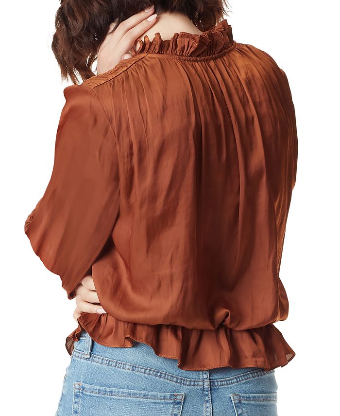 Sam Edelman Women's Lani Ruffled-Neck Puff-Sleeve Peplum Top - Macy's