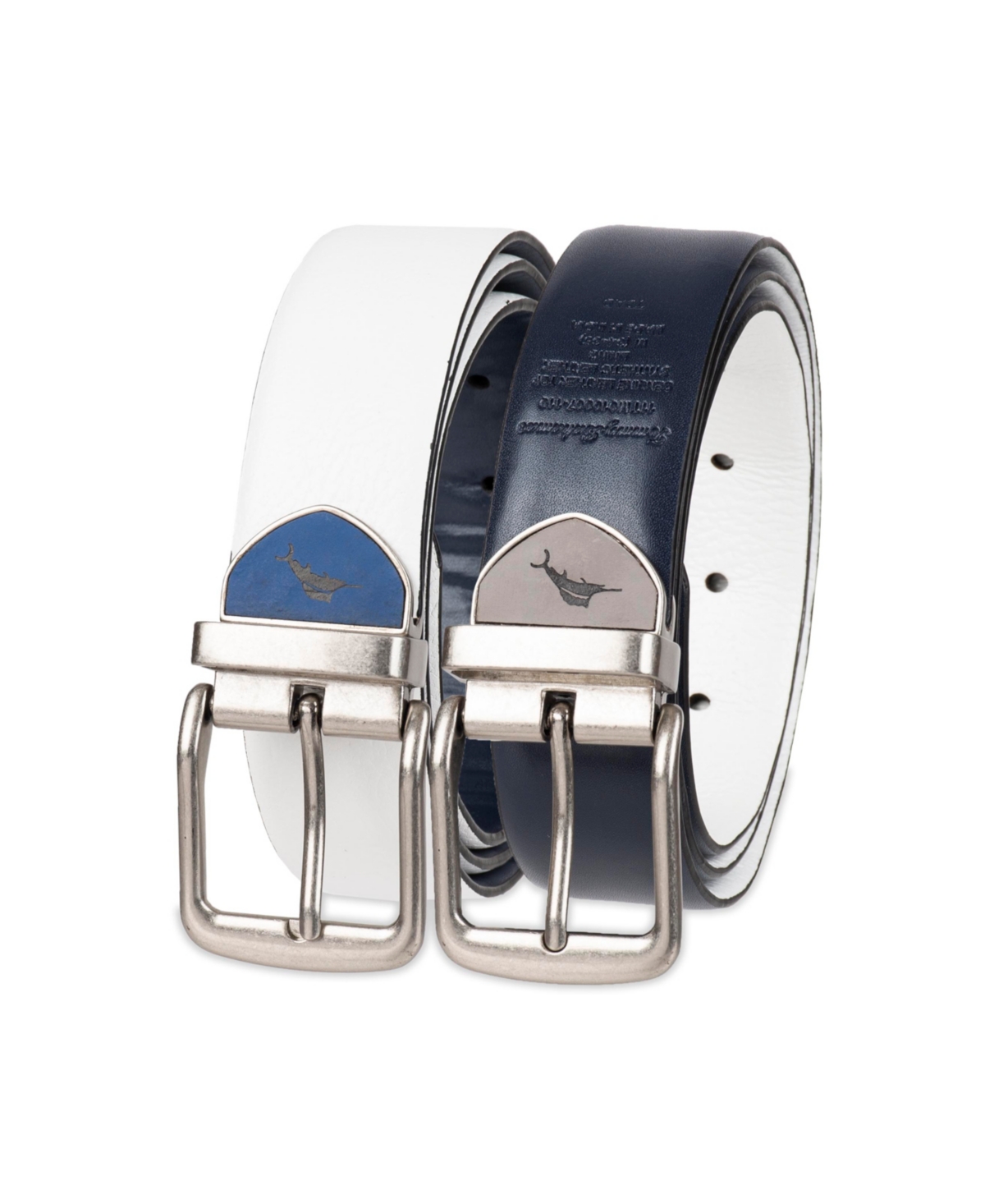 Shop Tommy Bahama Men's Two-in-one Reversible Cushion Inlaid Casual Belt In White,navy Blue
