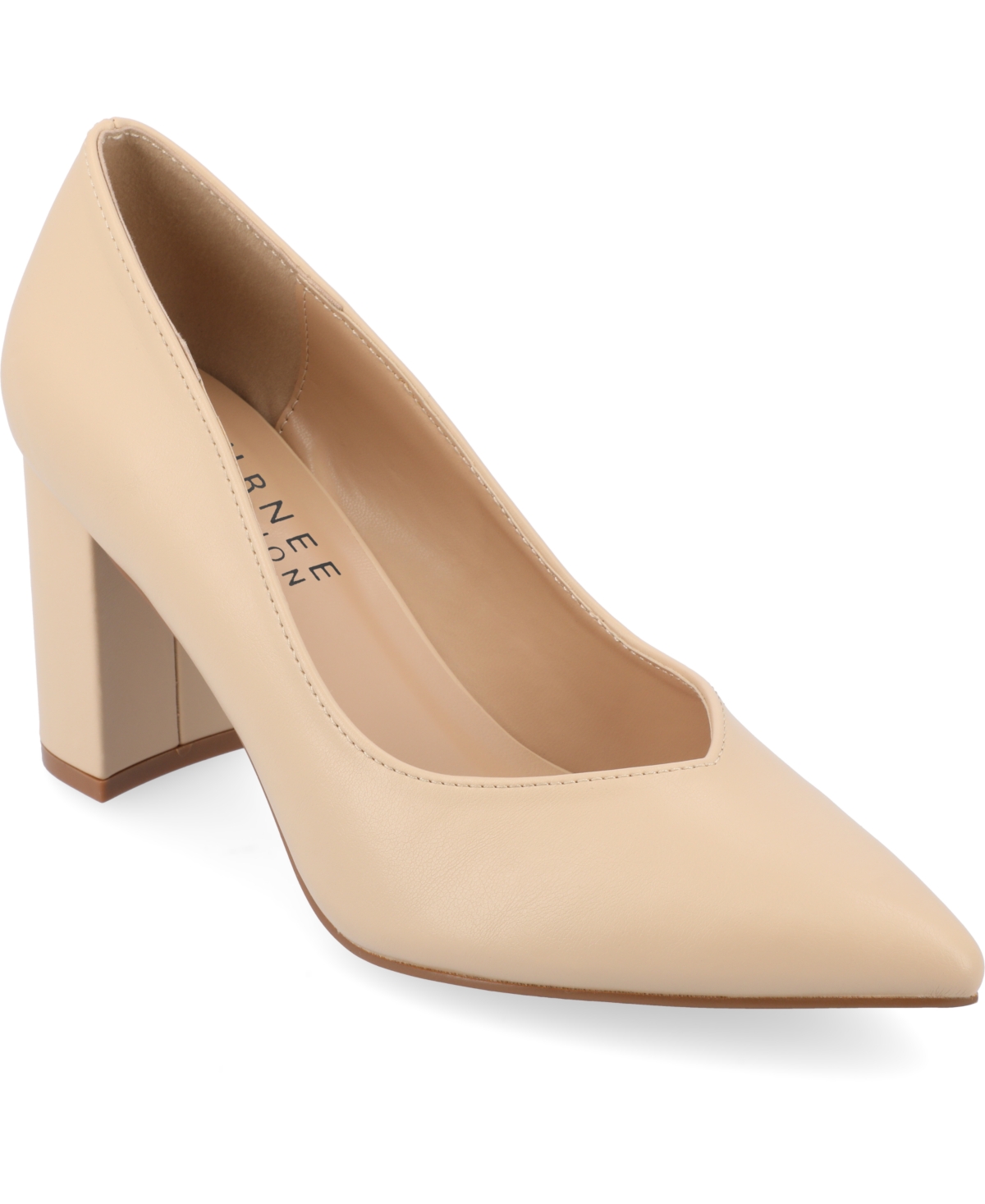 Shop Journee Collection Women's Simonne Block Heel Pointed Toe Pumps In Shell