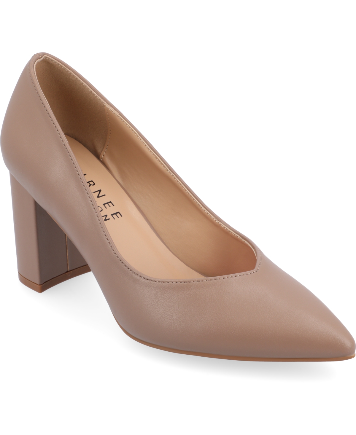 Journee Collection Women's Simonne Block Heel Pointed Toe Pumps In Rosewood