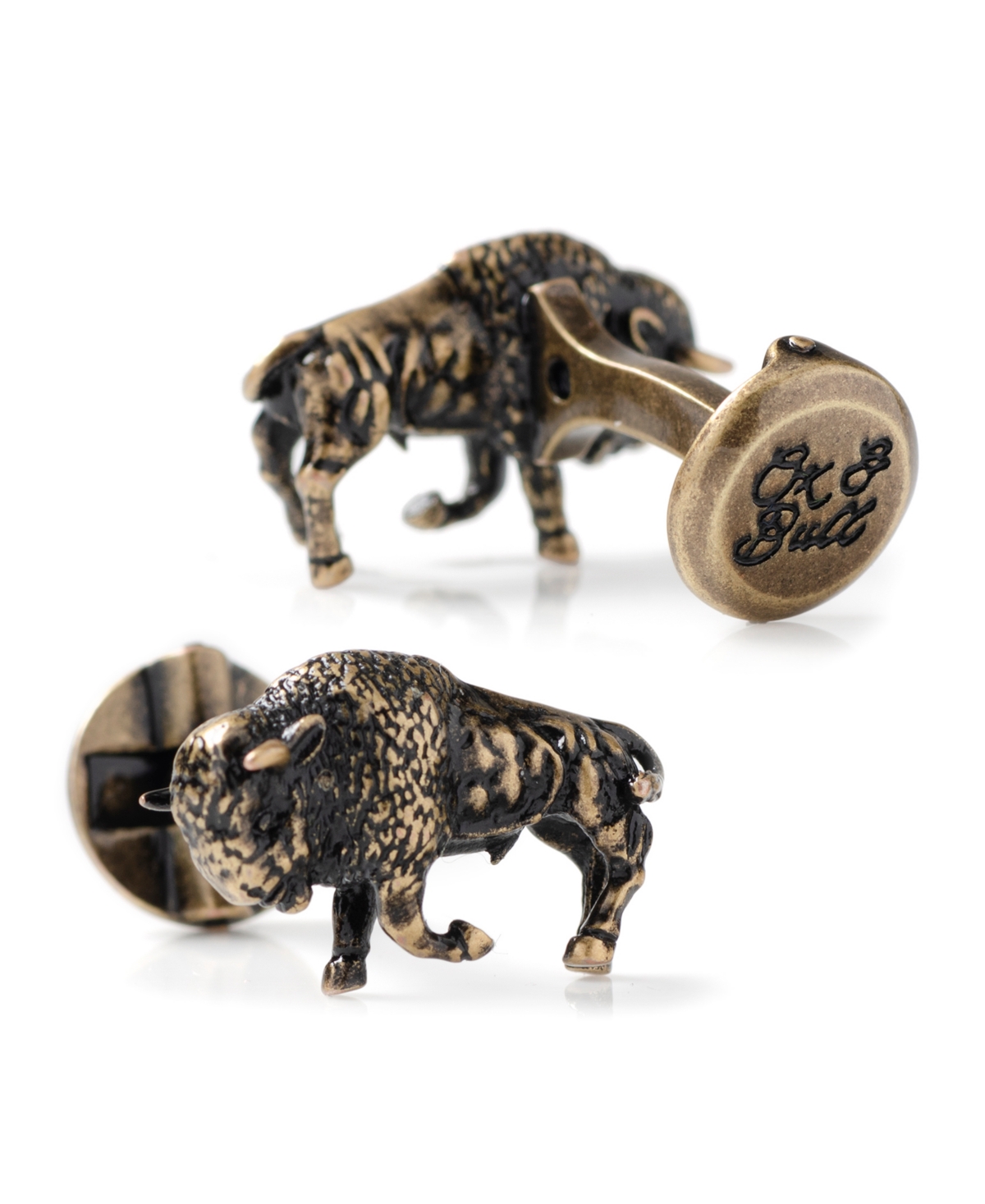 Shop Ox & Bull Trading Co. Men's Antique-like Bison Cufflinks In Bronze