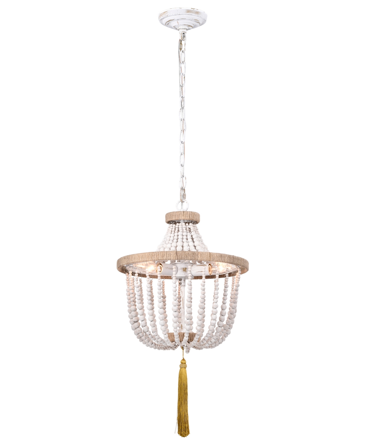 Home Accessories Sabina 14" 3-light Indoor Chandelier With Light Kit In Weathered White And Matte Gold