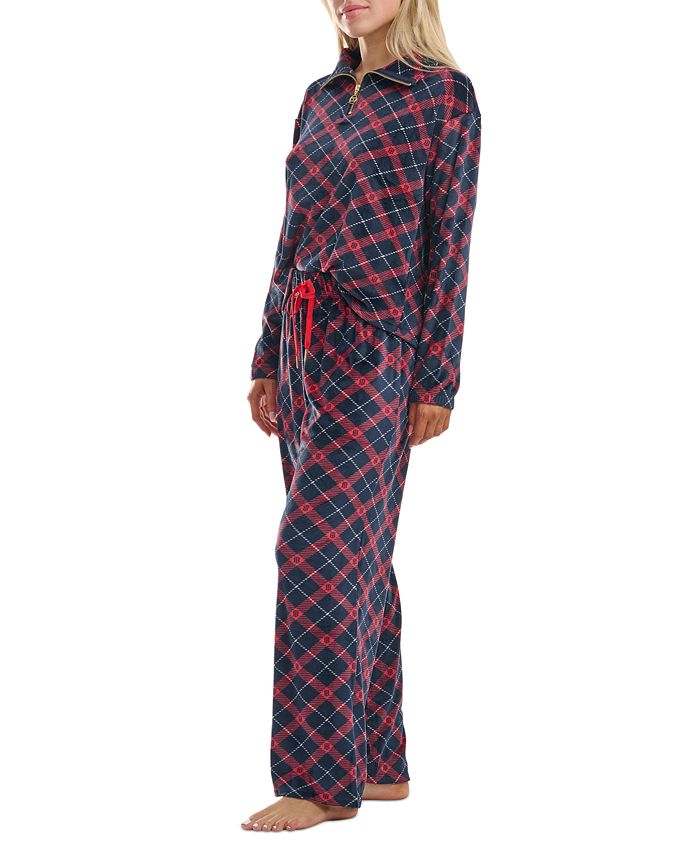 Tommy Hilfiger Printed Pajamas Women\'s Velour 2-Pc. Set - Macy\'s