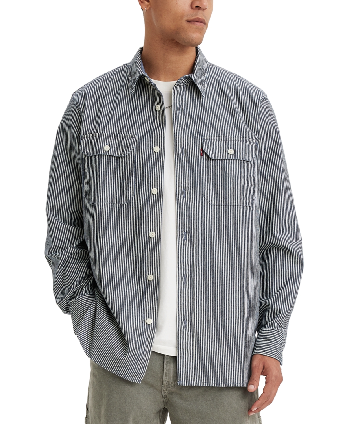 Levi's Men's Worker Relaxed-fit Button-down Shirt, Created For Macy's In Hickory Stripe