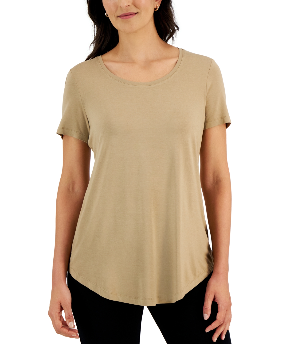 Jm Collection Women's Short Sleeve Scoop-neck T-shirt, Created For Macy's In New Fawn