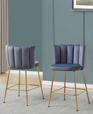 Elegante 37" Velvet Counter Height Stools, Set of 2