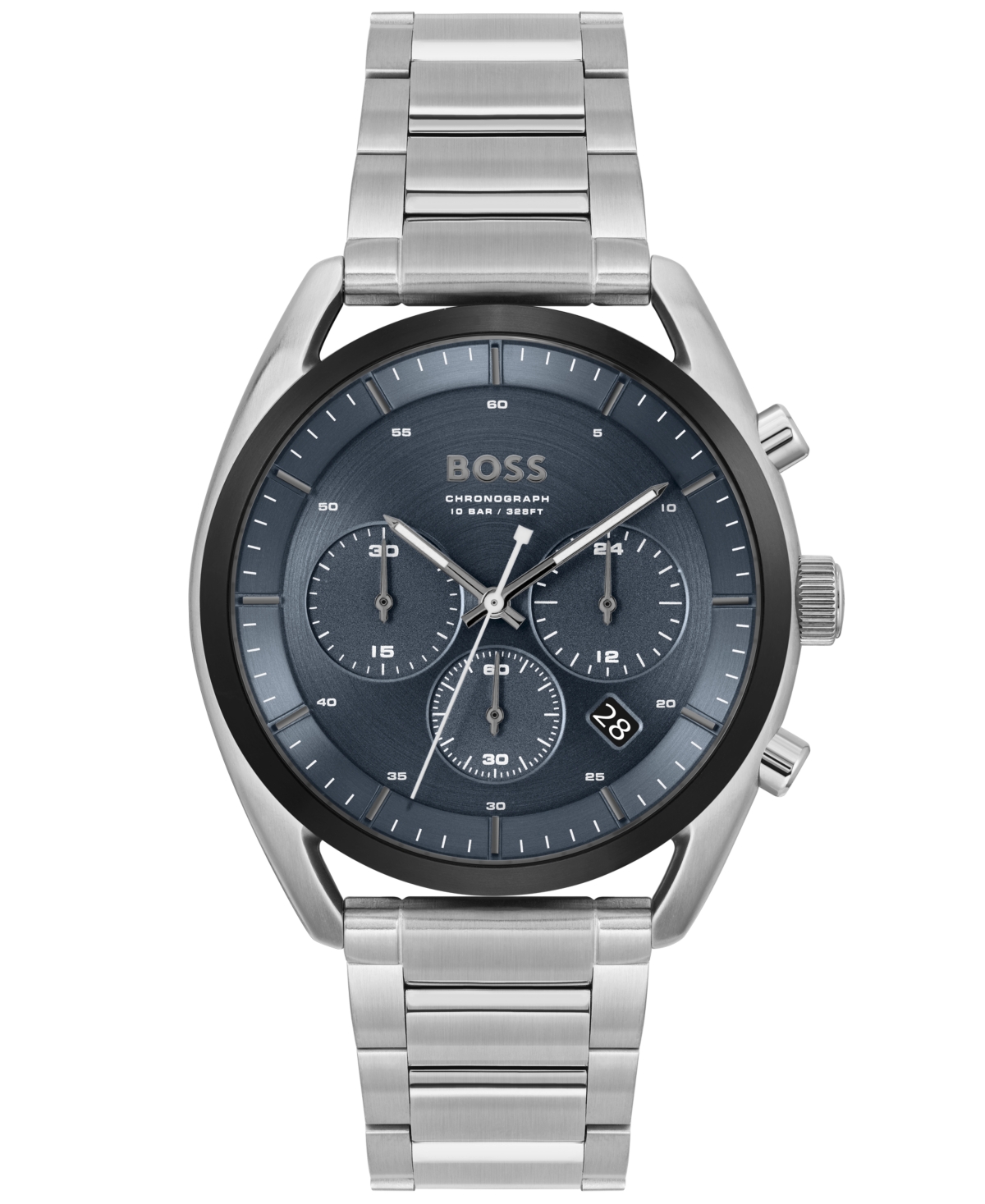 Hugo Boss Men's Top Quartz Fashion Chronograph Stainless Steel Watch 44mm In Silver
