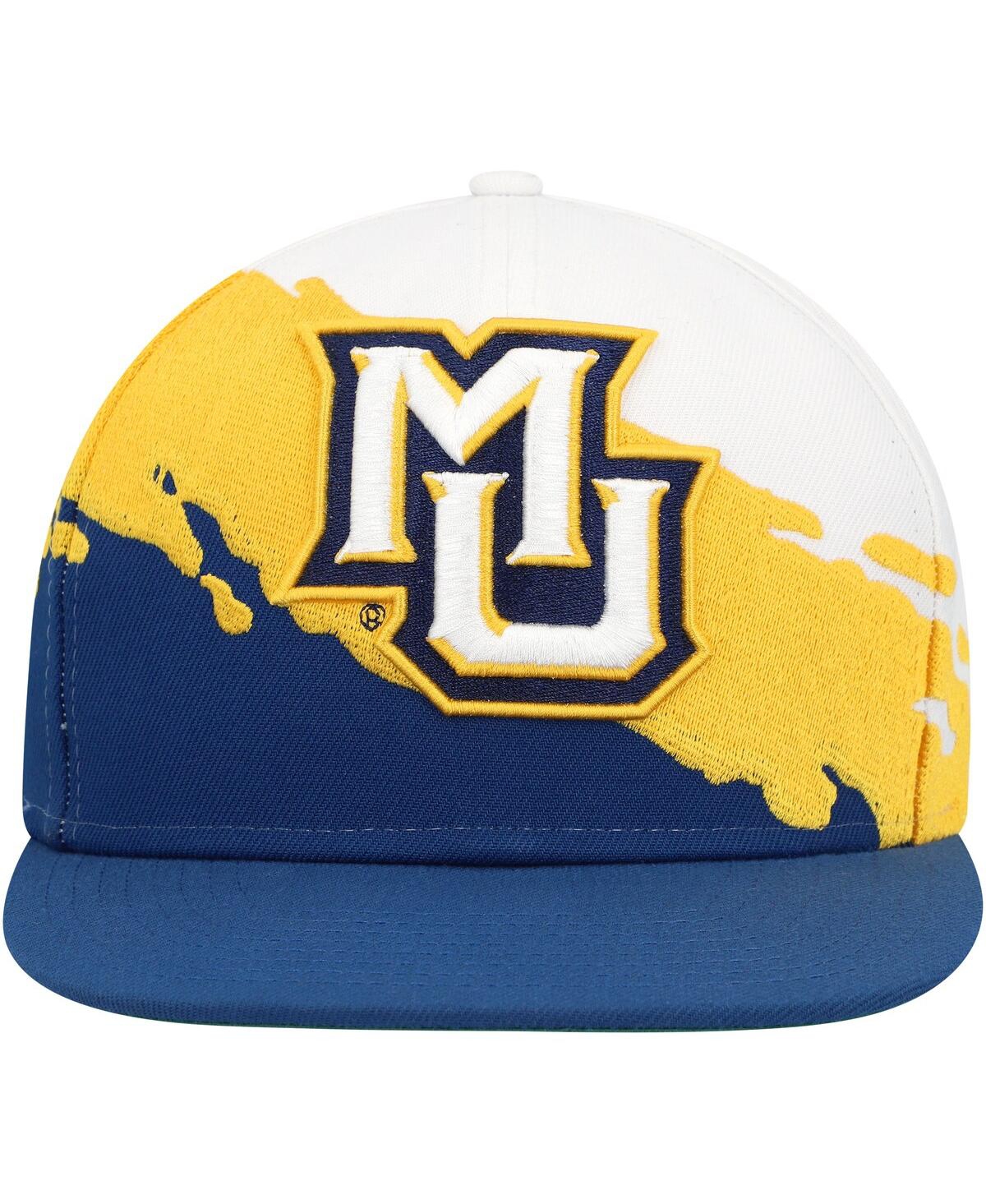 Mitchell & Ness Men's  Navy, White Marquette Golden Eagles Paintbrush Snapback Hat In Navy,white