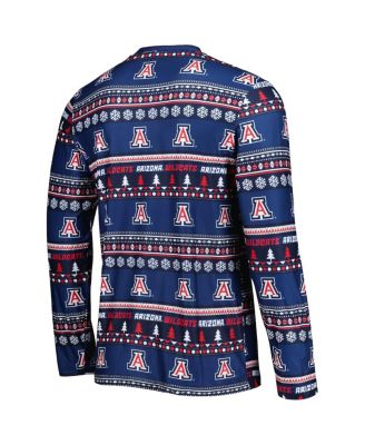 Men's Navy Arizona Wildcats Swivel Long Sleeve T-shirt and Pants Sleep Set
