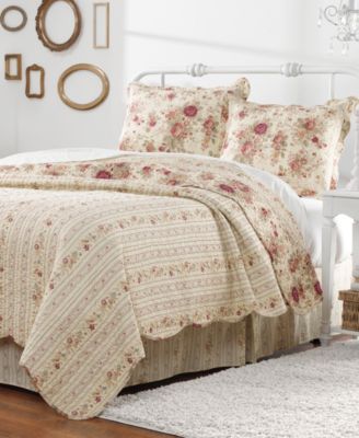 Antique Rose 100% Cotton Reversible 3 Piece Quilt Set, King