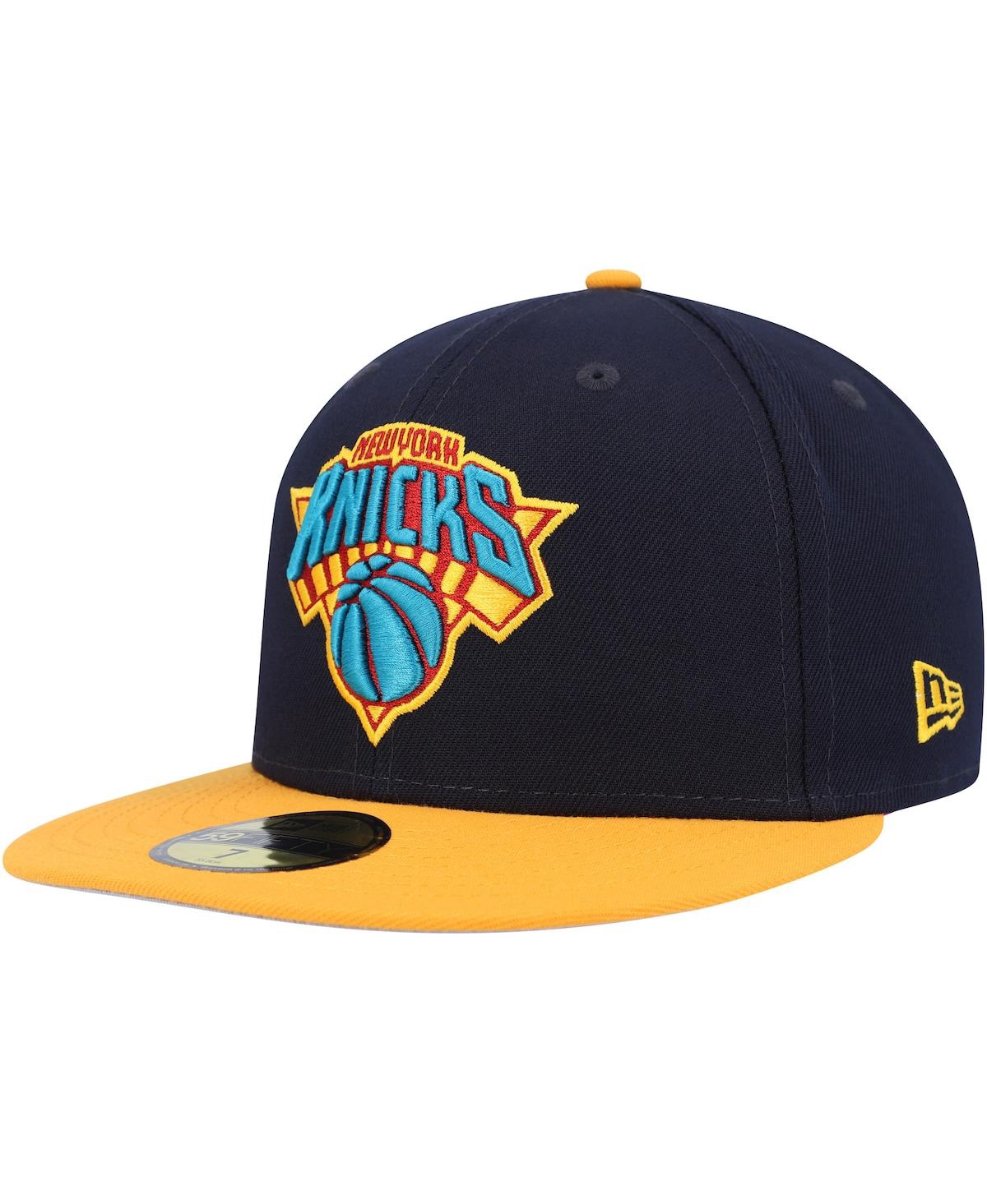 Shop New Era Men's  Navy, Gold New York Knicks Midnight 59fifty Fitted Hat In Navy,gold
