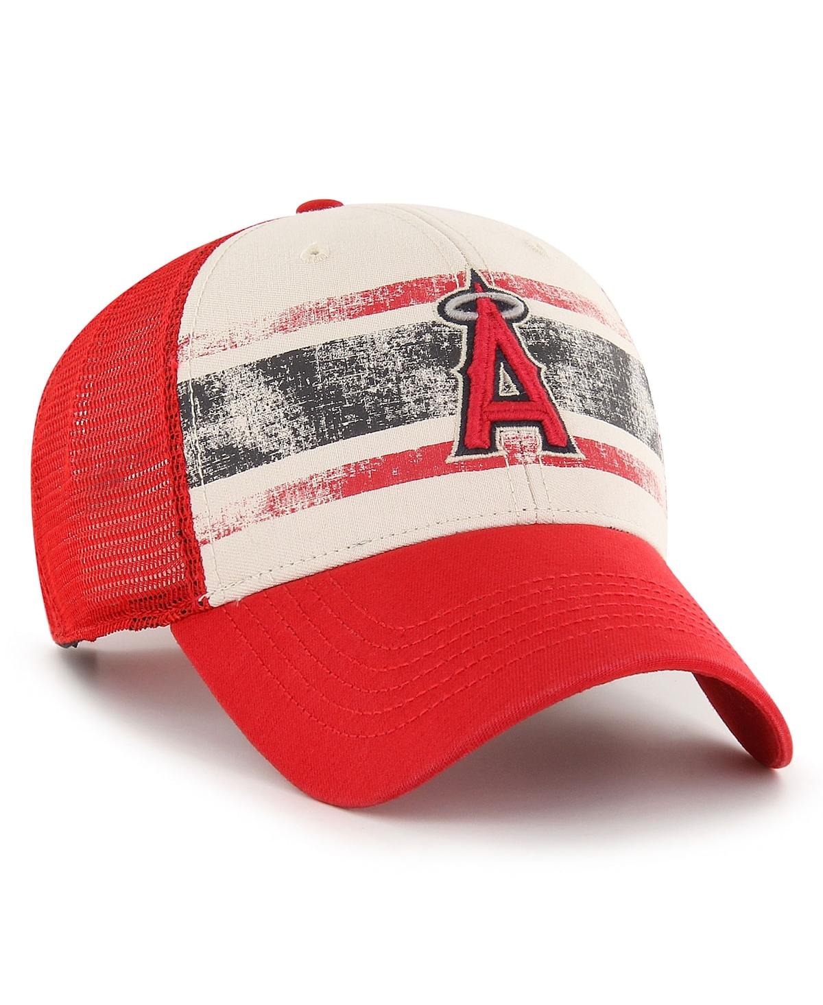 47 Brand Men's ' Cream, Red Los Angeles Angels Breakout Mvp Trucker Adjustable Hat In Cream,red