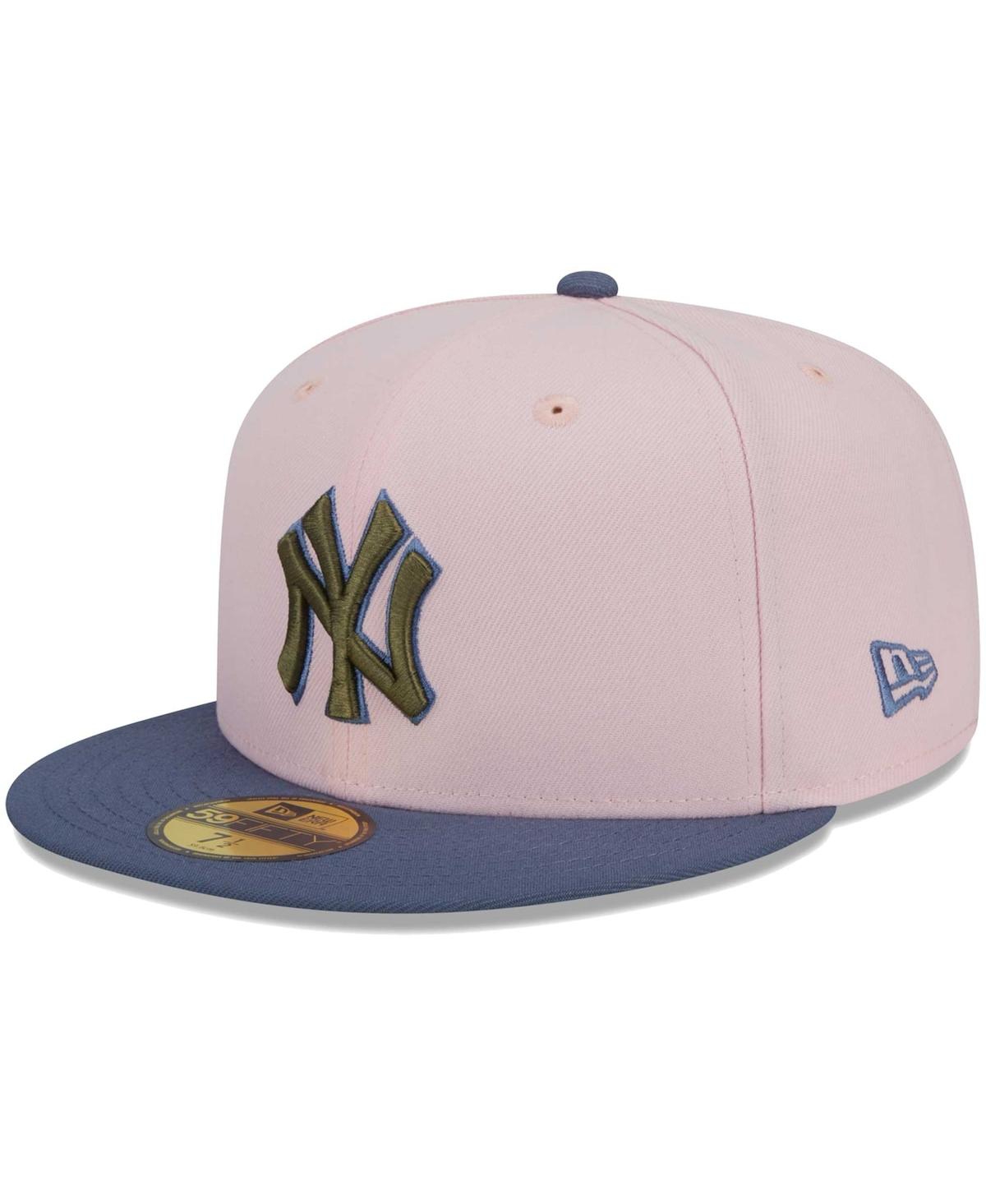 Shop New Era Men's  Pink, Blue New York Yankees Olive Undervisor 59fifty Fitted Hat In Pink,blue