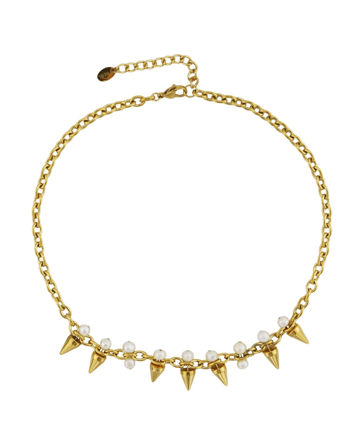 Santana Spike and Pearl Necklace - Gold