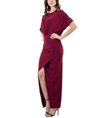 Women's Boat Neck Slit Maxi Dress