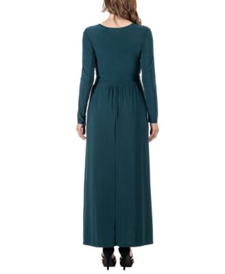 Women's Long Sleeve V-neck Side Slit Maxi Dress