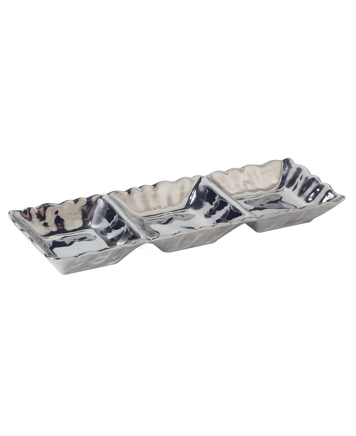 Certified International Silver-tone Coast 3 Section Tray, Service For 1 In Silver