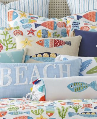 St. Anton Fish Embroidered Decorative Pillow, 18" x 18"