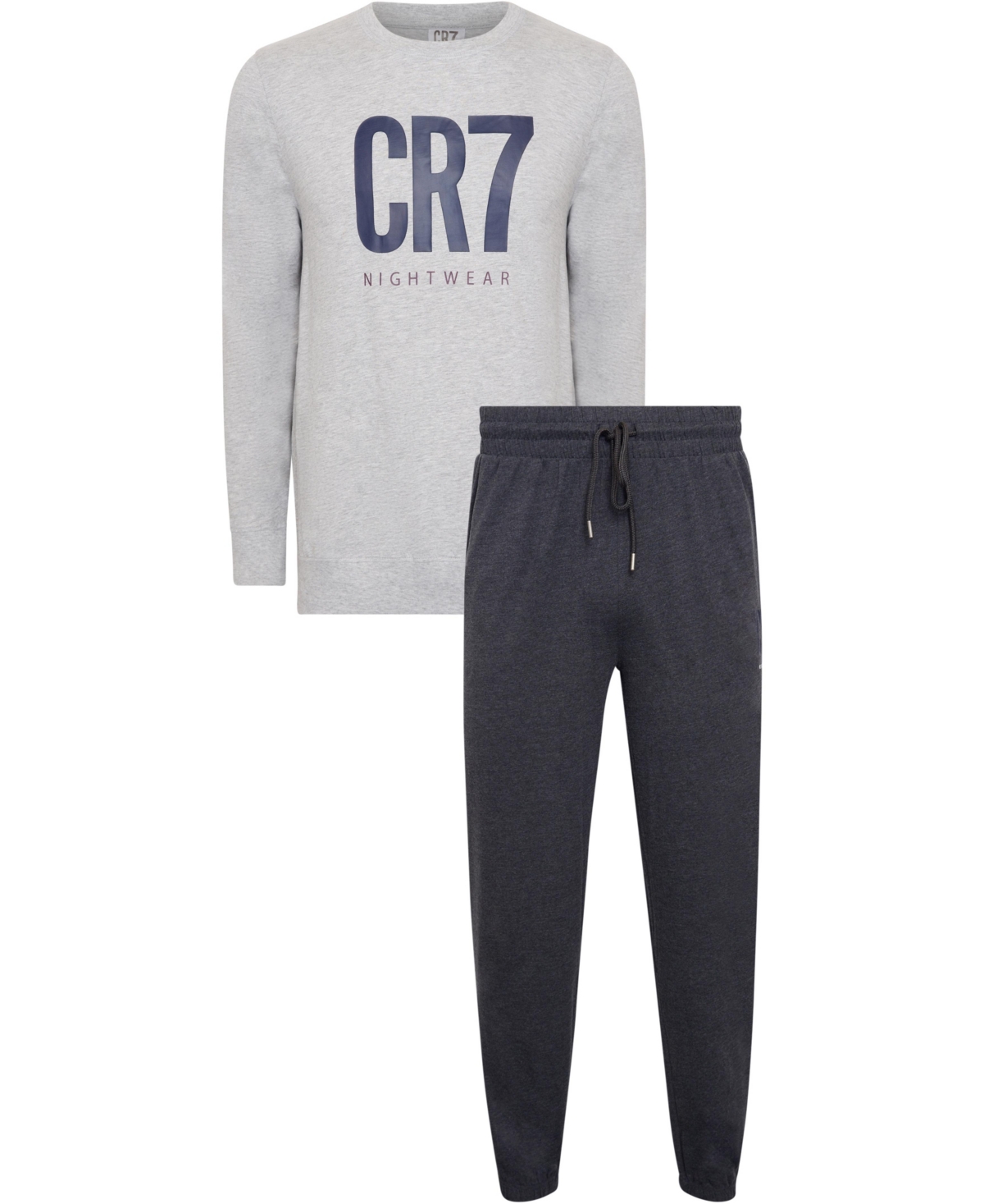 Cr7 Men's Cotton Loungewear Top And Pant Set In Gray,blue