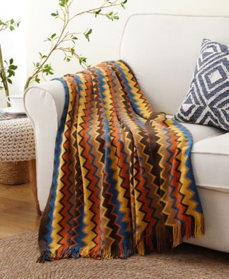 Lifestyle Colorful Chevron Bohemian Knit Throw, 51" x 80"