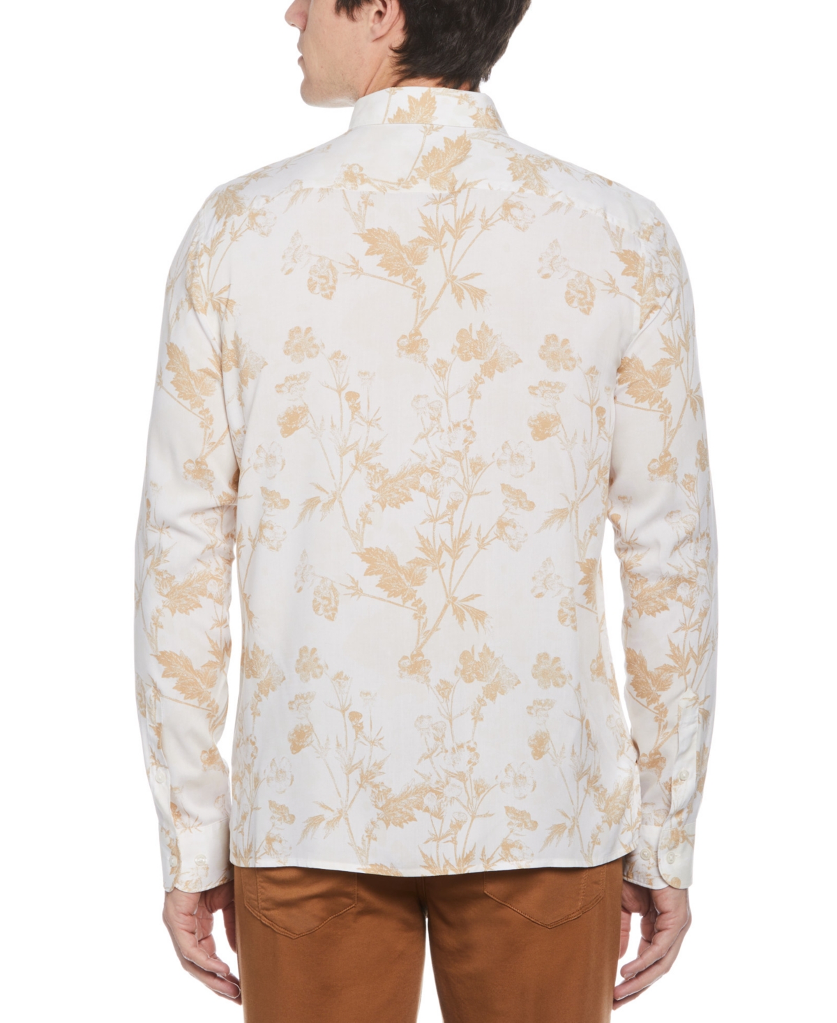 Shop Perry Ellis Men's Soft Floral-print Shirt In Travertine