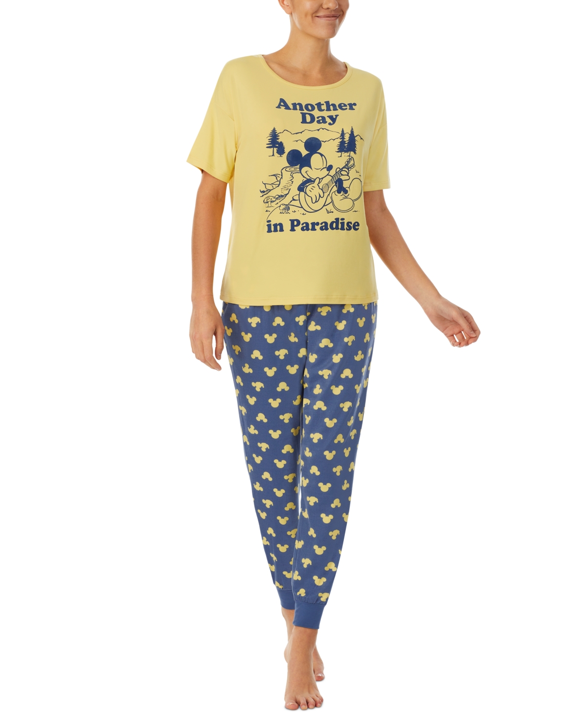Women's 2-Pc. Mickey Mouse Jogger Pajama Set - Yellow