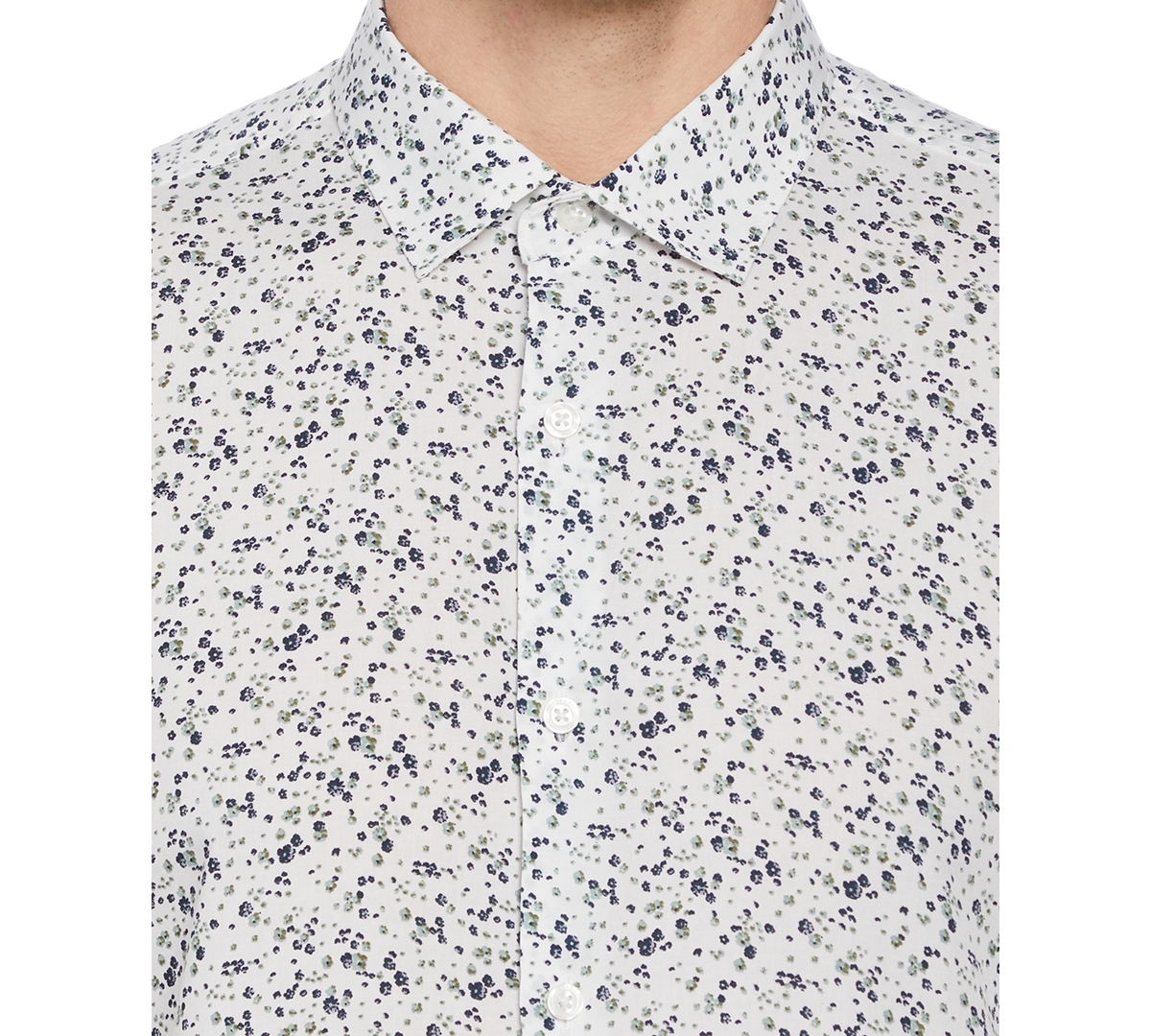 Shop Perry Ellis Men's Soft Ditsy Floral-print Shirt In Iceberg Gr